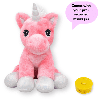 16 inch Rosie the Pink Unicorn - Pre-Recorded Message Bear