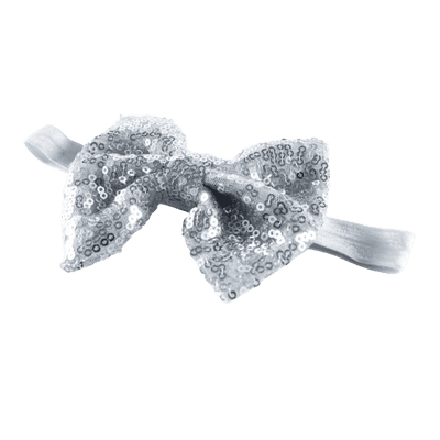 16 inch Sequined Silver Bow - Teddy Bear Accessories