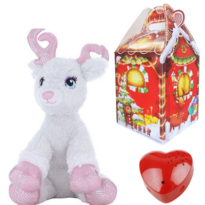 16 inch Sparkly Reindeer with Pink  Antlers - Christmas 60 Second Recordable Bear