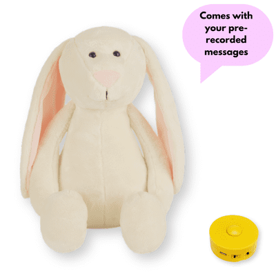 16 inch White Flopsy Bunny - Pre-Recorded Message Bear