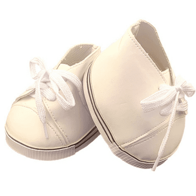 16 inch White Lace-up Shoes - Teddy Bear Clothes
