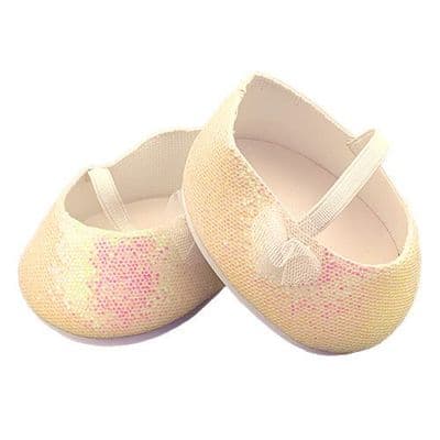 16 inch White Sparkle Dress Shoes - Teddy Bear Clothes