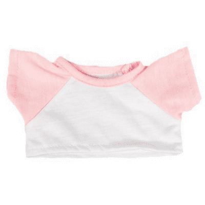 16 inch White T-Shirt with Pink Sleeves - Teddy Bear Clothes