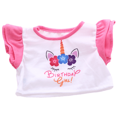 8 inch Birthday Girl Unicorn T-Shirt - Teddy Bear Clothes