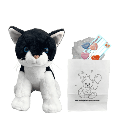 8 inch Black and White Cat - DIY Bear Kit no-sew