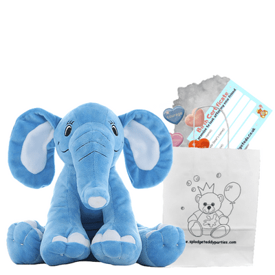 8 inch Blue Elephant - DIY Bear Kit no-sew