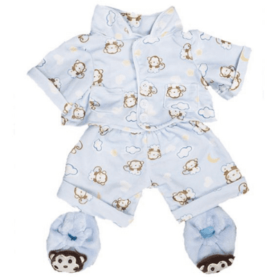 8 inch Blue Monkey PJ Pyjamas with slippers - Teddy Bear Clothes