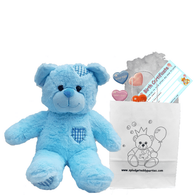 8 inch Blue Patch Teddy - DIY Bear Kit no-sew - SPECIAL PRICE