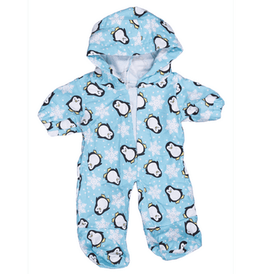 8 inch Blue Penguin Onesie Sleeper - Teddy Bear Clothes