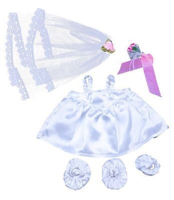 8 inch Bride Wedding Dress with flower bouquet - Teddy Bear Clothes
