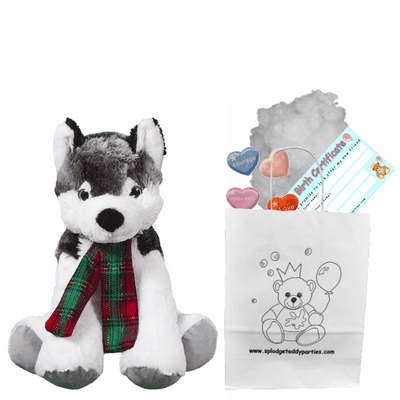 8 inch Husky with Scarf- DIY Bear Kit no-sew