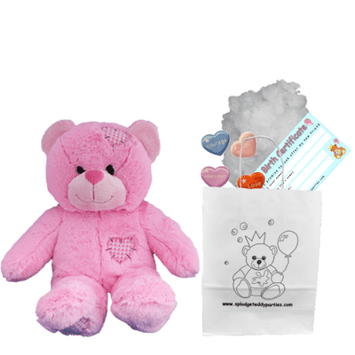 8 inch Pink Patches Teddy - DIY Bear Kit no-sew