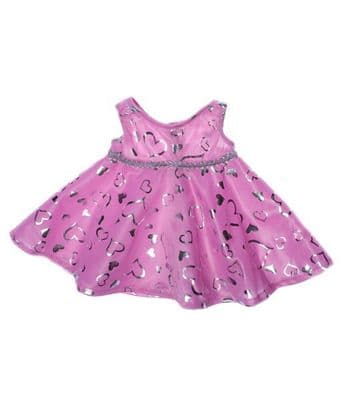 8 inch Pink Silver Heart Dress - Teddy Bear Clothes SPECIAL PRICE