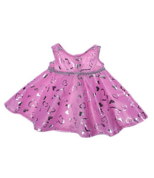 8 inch Pink Silver Heart Dress - Teddy Bear Clothes SPECIAL PRICE