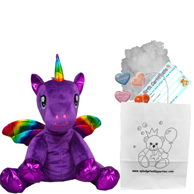 8 inch Purple Unicorn with Shiny Wings  - DIY Bear Kit no-sew