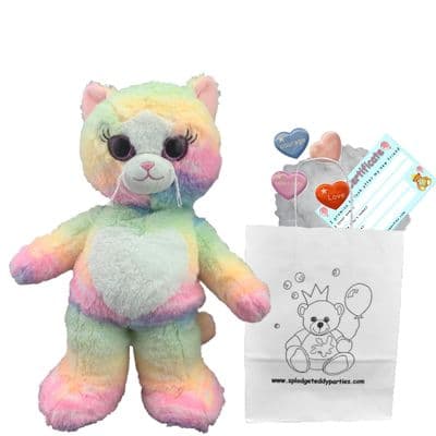 8 inch Rainbow  Kitty Cat - DIY Bear Kit no-sew