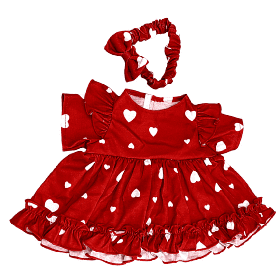 8 inch Red Heart Dress with Headband - Teddy Bear Clothes - SPECIAL PRICE