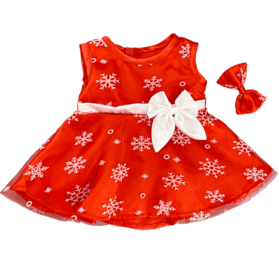 8 inch Red Snowflake Dress - Teddy Bear Clothes