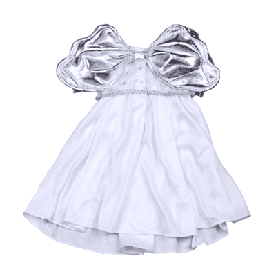 8 inch Silver and White Angel Dress - Teddy Bear Clothes - CLEARANCE