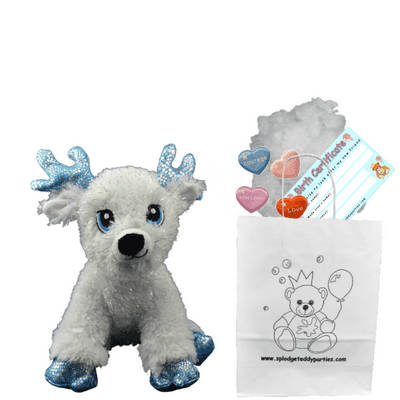 8 inch Sparkly Reindeer with Blue Antlers  - DIY Bear Kit no-sew