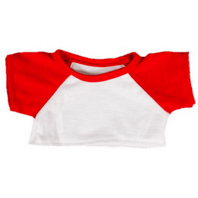 8 inch White T-Shirt with Red Sleeves - Teddy Bear Clothes