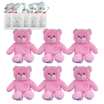 Build a Teddy Bear DIY Party at Home - 6 x 16 inch Pink Patch Bears - no sew