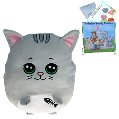 Grey Cat - Squishy Plush Pillow DIY Kit no-sew