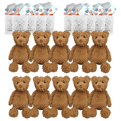 Make your own Bear Party - 10 x 10 inch Brown Flopsy Teddies no-sew