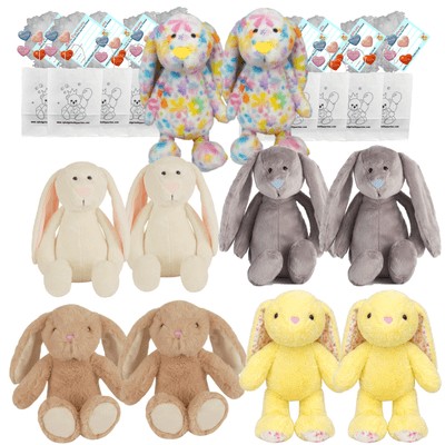 Make your own Bear Party - 10 x 16 inch Bunny Rabbit Plushies Set A - no-sew