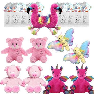 Make your own Bear Party - 10 x 16 inch Pink Plushies - no-sew