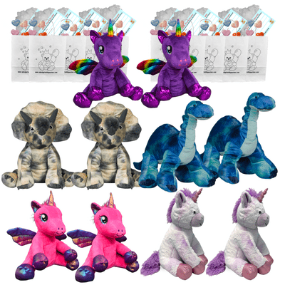 Make your own Bear Party - 10 x 16 inch Unicorns & Dinosaurs Plushies - no-sew