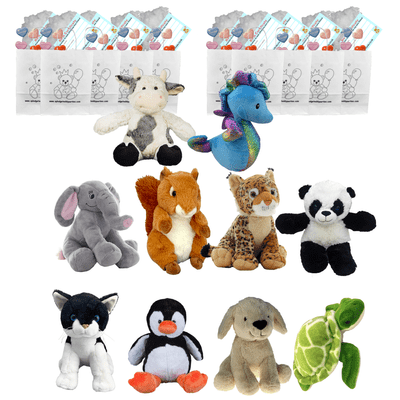 Make your own Bear Party - 10 x 8 inch Animals Plushies Set B - no-sew