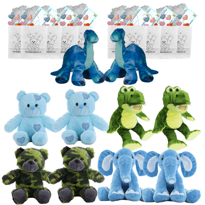 Make Your Own Bear Party - 10 x 8 inch Blue and Green Teddies - no-sew