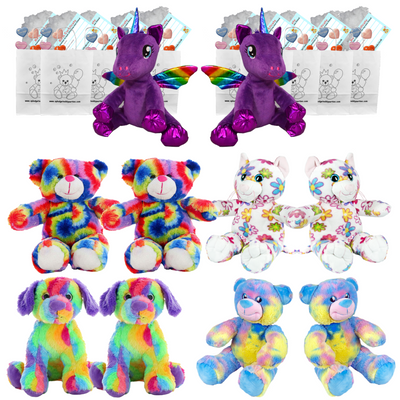 Make Your Own Bear Party - 10 x 8 inch Colourful Plushies- no-sew