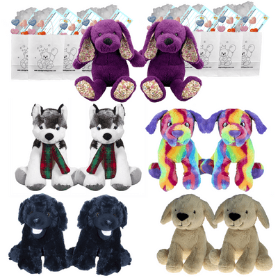 Make your own  Bear Party - 10 x 8 inch Dog Plushies Set B - no-sew