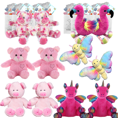 Make your own Bear Party - 12 x 16 inch Pink Plushies - no-sew
