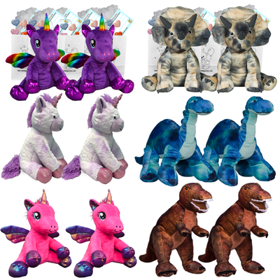 Make your own Bear Party - 12 x 16 inch Unicorns & Dinosaurs Plushies - no-sew