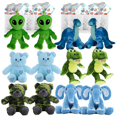 Make your own Bear Party - 12 x 8 inch Blue and Green Teddies - no-sew