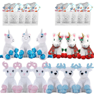 Make your own Bear Party - 12 x 8 inch Christmas Plushies Set B - no-sew