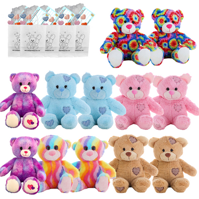 Make your own Bear Party - 12 x 8 inch Mixed Teddies Set A - no-sew