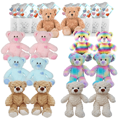 Make your own Bear Party - 14 x 10 inch Teddy Plushies Set A - no-sew