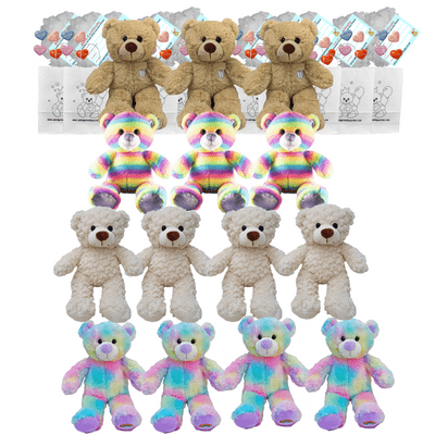 Make your own Bear Party - 14 x 10 inch Teddy Plushies Set C - no-sew