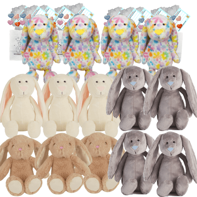 Make your own Bear Party - 14 x 16 inch Bunny Rabbit Plushies - no-sew