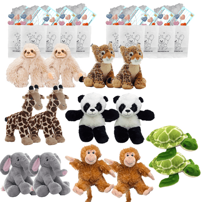 Make your own Bear Party - 14 x 8 inch Mixed Wild Animal Plushies - no-sew