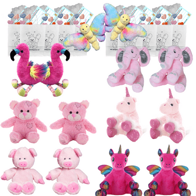 Make your own Bear Party - 14 x 8 inch Pink Plushies - no-sew