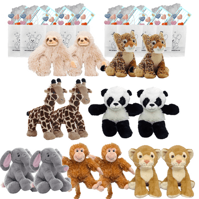 Make your own Bear Party - 14 x 8 inch Wild Animals Plushies Set B no-sew