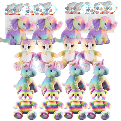 Make your own Bear Party - 16 x 10 inch Rainbow Plushies Set C no-sew