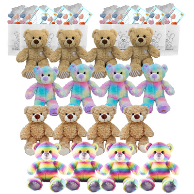 Make your own Bear Party- 16 x 10 inch Teddy Plushies Set E - no-sew
