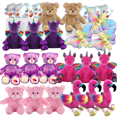 Make your own Bear Party - 20 x 16 inch Girl Plushies Set A - no-sew