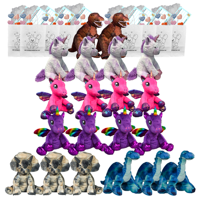 Make your own Bear Party - 20 x 16 inch Unicorns & Dinosaurs Plushies - no-sew